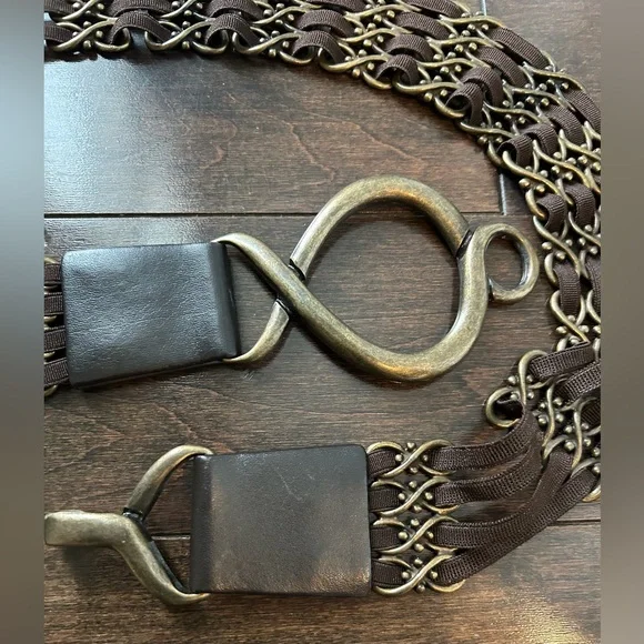 Suzi Roher Vintage Style Copper and Brown Leather Belt with  display picture 3